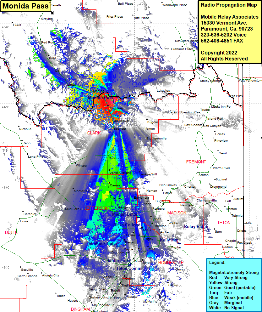 heat map radio coverage Monida Pass